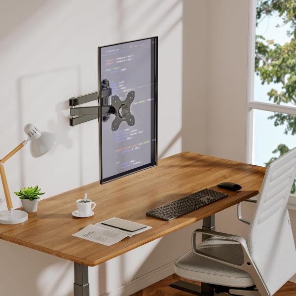 WALI TV Wall Mount Articulating LCD Monitor Full Motion 15 inch Extension Arm Tilt Swivel for Most 13 to 32 inch LED TV Flat Panel Screen with Mounting Holes up to 100x100mm (1330LM), Black - Image 4