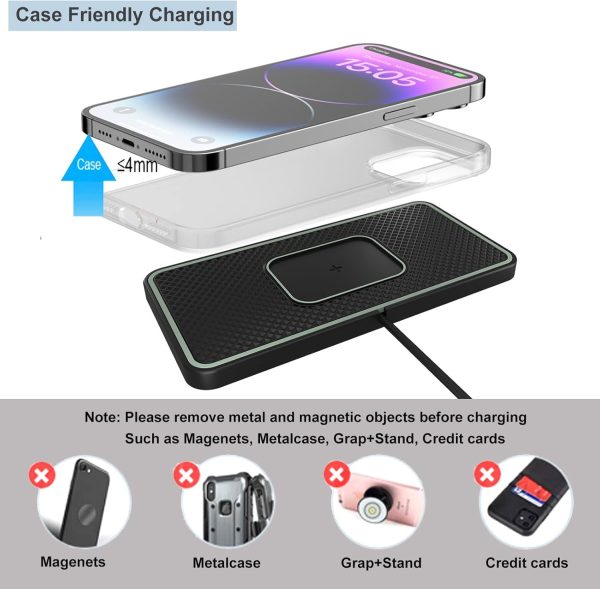 Wireless Charger, 15W Wireless Car Charger Charging pad Fast Wireless Phone Charger Cell Phone Wireless Charger pad Android Non Slip Wireless Charging mat galaxy21/20S9S10S8Note10 (C1P) - Image 6